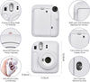 Fujifilm Instax Mini 12 Instant Camera Silicone Case |Protective Camera Cover with Adjustable Shoulder Strap | Clay White