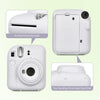 Fujifilm Instax Mini 12 Instant Camera Silicone Case |Protective Camera Cover with Adjustable Shoulder Strap | Clay White