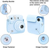 PU Leather Camera Case for Fujifilm Instax Mini 12 Instant Camera | Protective Camera Cover with Adjustable Shoulder Strap - Pastel Blue