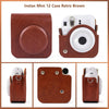 PU Leather Camera Case for Fujifilm Instax Mini 12 Instant Camera | Protective Camera Cover with Adjustable Shoulder Strap- Dark Brown