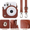 PU Leather Camera Case for Fujifilm Instax Mini 12 Instant Camera | Protective Camera Cover with Adjustable Shoulder Strap- Dark Brown