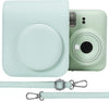 PU Leather Camera Case for Fujifilm Instax Mini 12 Instant Camera | Protective Cover with Adjustable Shoulder Strap | Mint Green