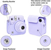 PU Leather Camera Case for Fujifilm Instax Mini 12 Instant Camera | Protective Cover with Adjustable Shoulder Strap | Lilac Purple