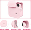 PU Leather Camera Case for Fujifilm Instax Mini 12 Instant Camera ,Protective Camera Cover with Adjustable Shoulder Strap - Blossom Pink