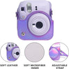 Protective Camera Case for Fujifilm Instax Mini 12 Instant Camera|PU Leather Camera Cover with Adjustable Shoulder Strap - iridescent purple