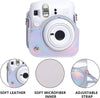 Protective Camera Case for Fujifilm Instax Mini 12 Instant Camera|PU Leather Camera Cover with Adjustable Shoulder Strap - iridescent silver