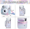 Protective Camera Case for Fujifilm Instax Mini 12 Instant Camera|PU Leather Camera Cover with Adjustable Shoulder Strap - iridescent silver