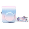 Protective Camera Case for Fujifilm Instax Mini 12 Instant Camera PU Leather Glitter Gradient Style Camera Bag with Shoulder Strap- Pink&Blue