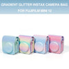 Protective Camera Case for Fujifilm Instax Mini 12 Instant Camera PU Leather Glitter Gradient Style Camera Bag with Shoulder Strap- Rainbow