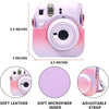 Protective Camera Case for Fujifilm Instax Mini 12 Instant Camera PU Leather Glitter Gradient Style Camera Bag with Shoulder Strap- Pink-Purple