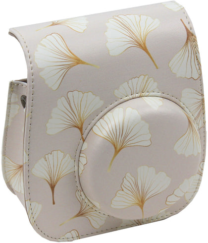 PU Leather Camera Case for Fujifilm Instax Mini 12 Instant Camera | Protective Camera Cover with Adjustable Shoulder Strap - Flower Print