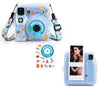 Clear Case for Fujifilm Instax Mini SE Instant Camera | Hard PC Cover with Film Pocket + Cute Sticker & Removable Strap | Blue