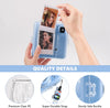 Clear Case for Fujifilm Instax Mini SE Instant Camera | Hard PC Cover with Film Pocket + Cute Sticker & Removable Strap | Blue