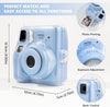 Clear Case for Fujifilm Instax Mini SE Instant Camera | Hard PC Cover with Film Pocket + Cute Sticker & Removable Strap | Blue