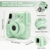Clear Case for Fujifilm Instax Mini SE Instant Camera | Hard PC Cover with Film Pocket + Cute Sticker & Removable Strap | Green
