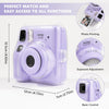 Clear Case for Fujifilm Instax Mini SE Instant Camera | Hard PC Cover with Film Pocket + Cute Sticker & Removable Strap | Purple