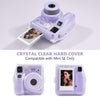 Clear Case for Fujifilm Instax Mini SE Instant Camera | Hard PC Cover with Film Pocket + Cute Sticker & Removable Strap | Purple