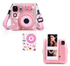 Clear Case for Fujifilm Instax Mini SE Instant Camera | Hard PC Cover with Film Pocket + Cute Sticker & Removable Strap | Pink