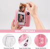 Clear Case for Fujifilm Instax Mini SE Instant Camera | Hard PC Cover with Film Pocket + Cute Sticker & Removable Strap | Pink