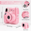 Clear Case for Fujifilm Instax Mini SE Instant Camera | Hard PC Cover with Film Pocket + Cute Sticker & Removable Strap | Pink
