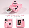 Clear Case for Fujifilm Instax Mini SE Instant Camera | Hard PC Cover with Film Pocket + Cute Sticker & Removable Strap | Pink