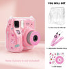Clear Case for Fujifilm Instax Mini SE Instant Camera | Hard PC Cover with Film Pocket + Cute Sticker & Removable Strap | Pink