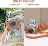 Camera Case for Instax Wide 400 Camera, PU Leather Protective Carrying Camera Bag with Adjustable Shoulder Strap- Brown