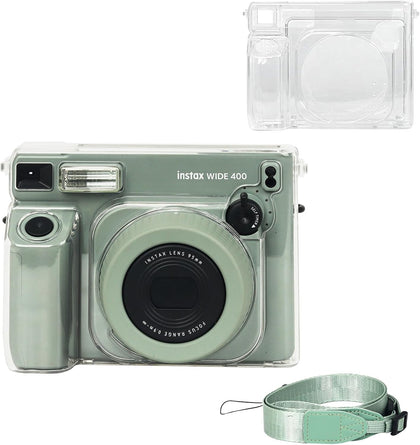 Clear Case for Fujifilm Wide 400 Instant Camera - Hard PVC Protective Carrying Protective Camera Bag with Adjustable Shoulder Strap- Clear