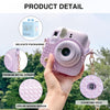 Camera Case for Fujifilm Instax Mini 12 Instant Camera, PU Leather Glitter Woven Camera Bag with Shoulder Strap & 64 Pockets Mini Photo Album- Purple