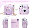 Camera Case for Fujifilm Instax Mini 12 Instant Camera, PU Leather Glitter Woven Camera Bag with Shoulder Strap & 64 Pockets Mini Photo Album- Purple