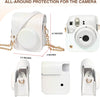 Camera Case for Fujifilm Instax Mini 12 Instant Camera, PU Leather Glitter Woven Camera Bag with Shoulder Strap & 64 Pockets Mini Photo Album- White