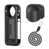 Silicone Protective Cover Body Case + Lens Cap Cover +Anti Lost Lanyard - Black