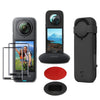 Insta360 X4 Accessories | 2 Pack Tempered Glass Screen Protector Film | Silicone Protective Case | Silicone Desktop Base Stand Non-Slip Mount Accessories | Black