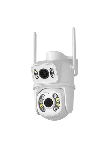 WiFi Outdoor Security Camera, 2.4GHz ,5MP Dual Screen Camera with Auto Tracking - White