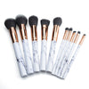 Professional 10 pcs Makeup Brushes Professional Marble Pattern Cosmetic Make Up Brush Tools (White)