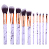 Professional 10 pcs Makeup Brushes Professional Marble Pattern Cosmetic Make Up Brush Tools (White)