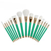 15 pcs Makeup Brush Set Professional Make Up Brushes Kit Wooden Handle -Green