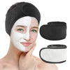 Facial Spa Headband, Ultra Soft Microfiber Adjustable Face Wash Headband Reusable Cloth Stretch Towel - Black & White