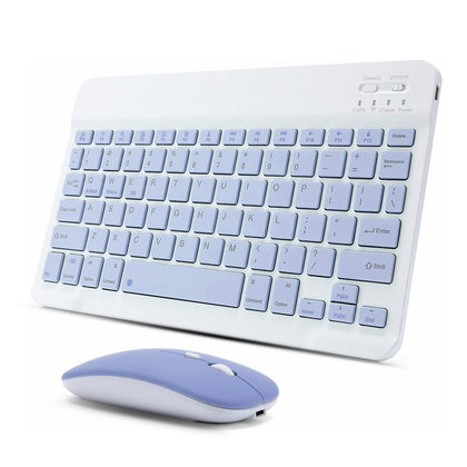 Ultra-Slim Rechargeable Portable Bluetooth Keyboard and Mouse Comb for Android Windows Tablet Cell Phone iPhone - Lavender