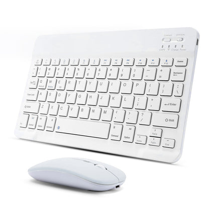 Ultra-Slim Rechargeable Portable Bluetooth Keyboard and Mouse Comb for Android Windows Tablet Cell Phone iPhone - White