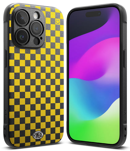 iPhone 15 Pro Max Case Cover | Onyx Series|Checkerboard Yellow