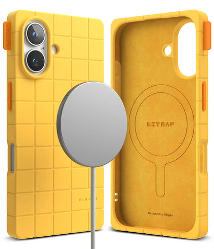 iPhone 16 Case Cover | Bitmap Silicone Magnetic Series| Yellow