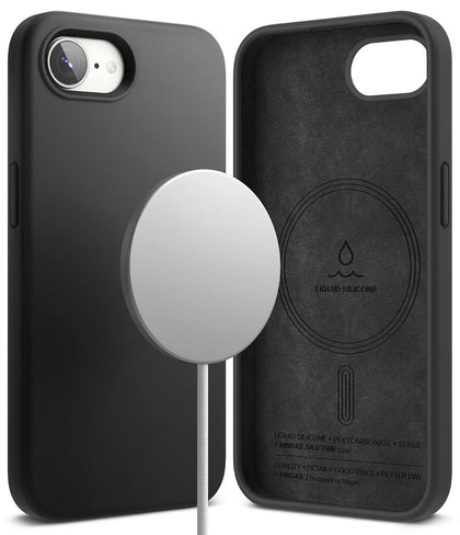 iPhone 16e Case Cover | Silicone Magnetic Series | Black
