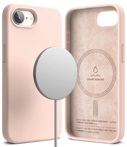 iPhone 16e Case Cover | Silicone Magnetic Series | Pink