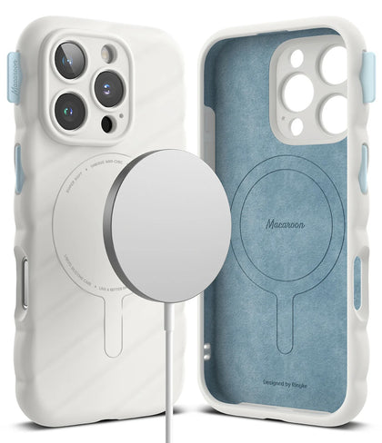 iPhone 16 Pro Case Cover | Macaron Silicone Magnetic Series | White