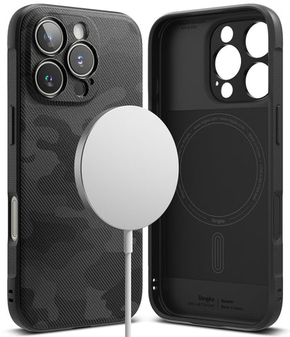 iPhone 16 Pro Case |  Onyx Magnetic Series [Compatible with MagSafe] Rugged TPU Bumper Drop Protection Back Phone Cover |  Camo Black