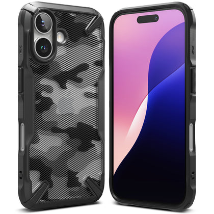 iPhone 16 Plus Case Cover | Fusion X Design Series| Camo Black