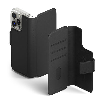 iPhone 16 Pro Max / 16 Plus Case Cover | Folio Wallet Magnetic Series | Black