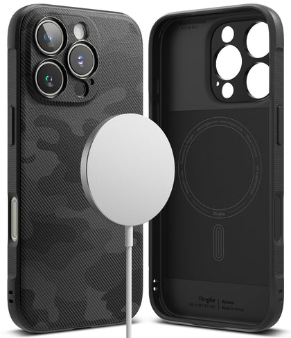 iPhone 16 Pro Max Case |  Onyx Magnetic Series [Compatible with MagSafe] Rugged TPU Bumper Drop Protection Back Phone Cover |  Camo Black