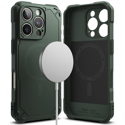 iPhone 16 Pro Max Case Cover |  Rugged Gear Magnetic Series | Back Phone Cover- Dark Green